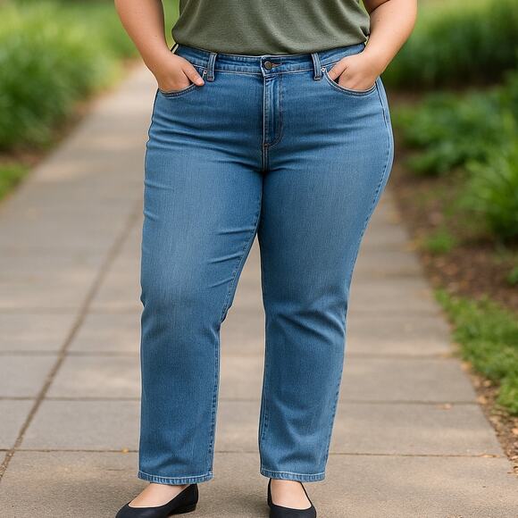 Duluth Trading Co Denim - Duluth Trading Co Straight Leg Women Plus Size 20 20x33 Blue Denim Jeans
